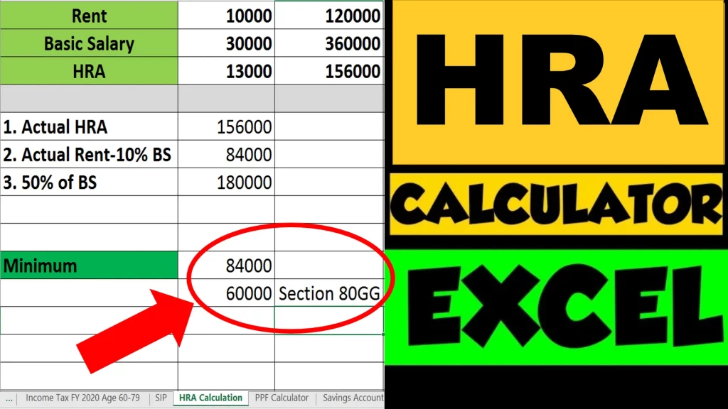 HRA Exemption Calculator House Rent Allowance Calculation EXCEL 
