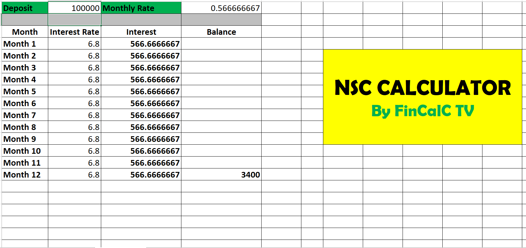NSC Calculator Excel National Savings Certificate [VIDEO] FinCalC Blog