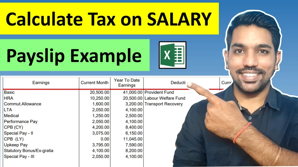 calculate tax on salary payslip example video