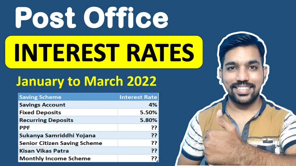 post office interest rates table 2022 up to march