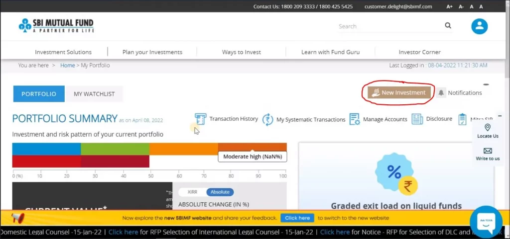 Click on New Investment to start SIP