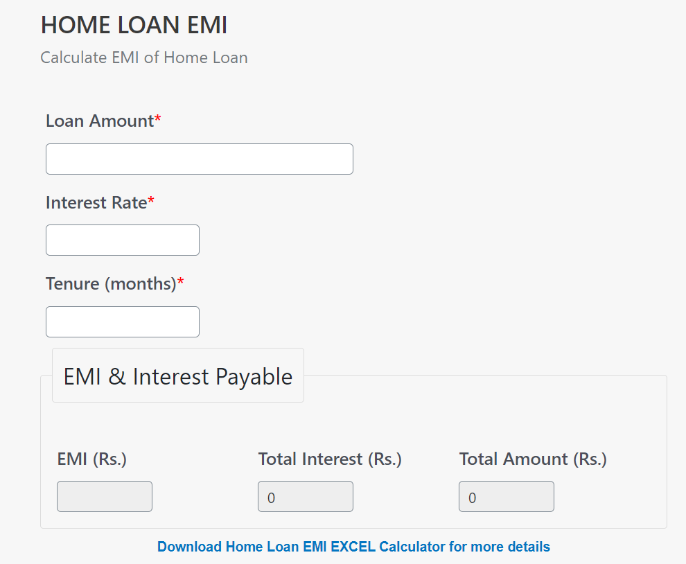 Home Loan EMI Calculator - FinCalC