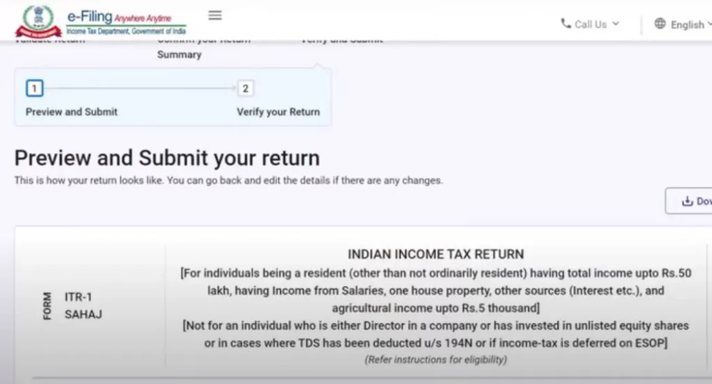 Submit the ITR (Income Tax Return)