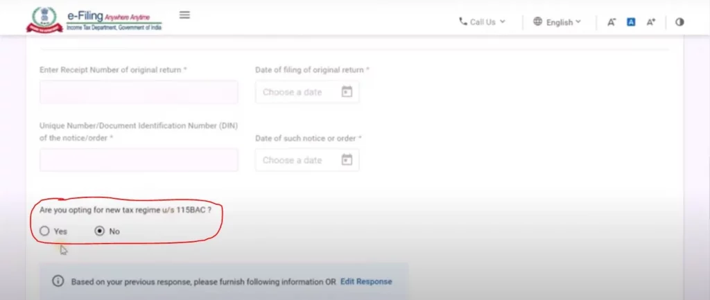 Change Tax Regime under Section 115BAC