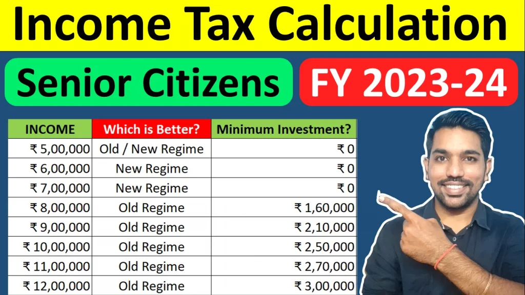 senior citizen income tax calculation 2023-24 examples tax slabs and rebate video