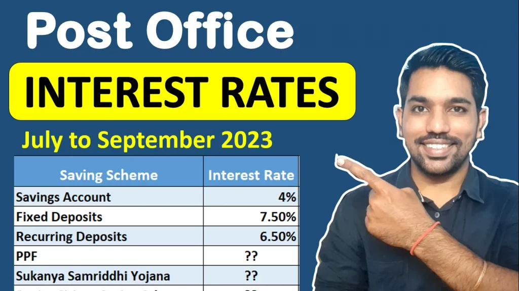 post office interest rates table 2023 july to september 2023