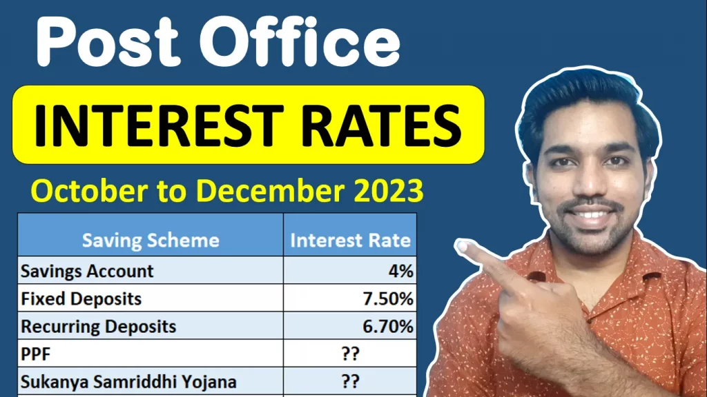post office interest rates table october to december 2023