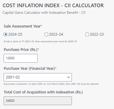 CII Calculator Example
