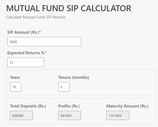 SIP 5000 per month for 10 years