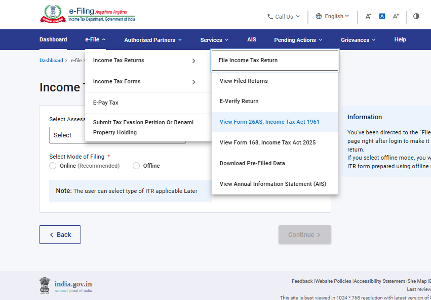 How to Download Form 26AS from Income Tax Return Portal