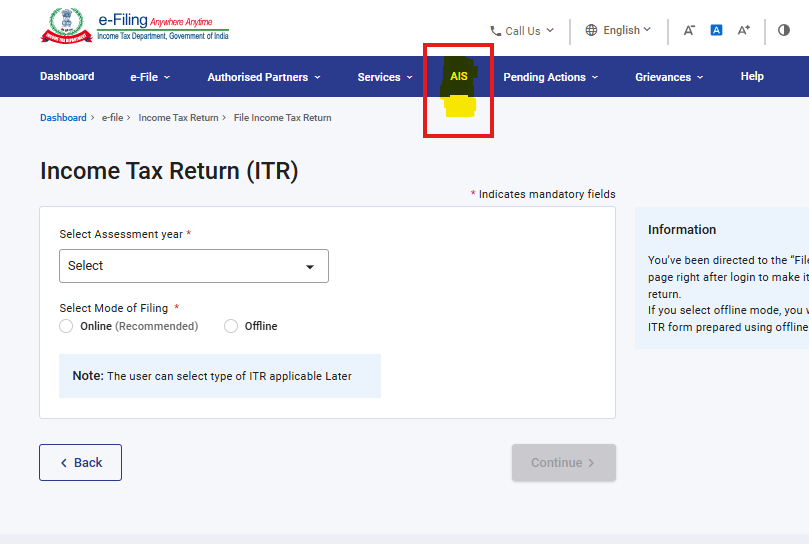 How to Download AIS from Income Tax Return Portal
