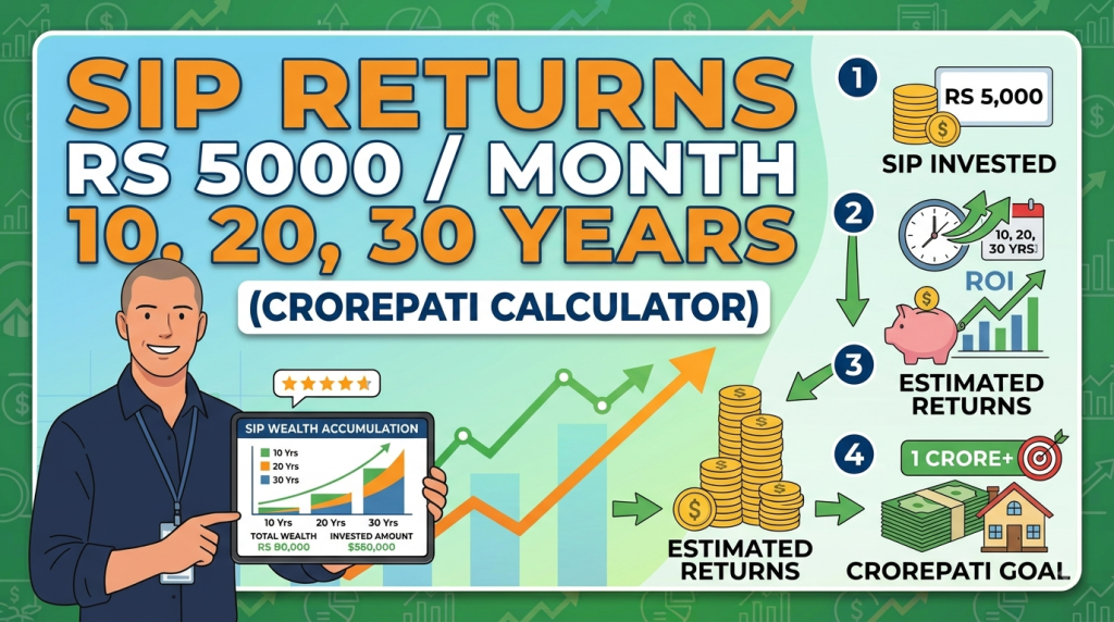 SIP Returns on Rs 5000 Per Month for 10, 20, 30 Years